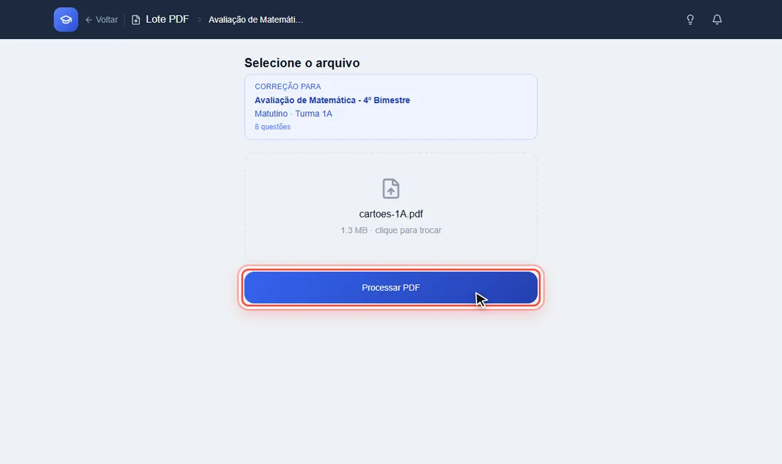 Botão Processar PDF