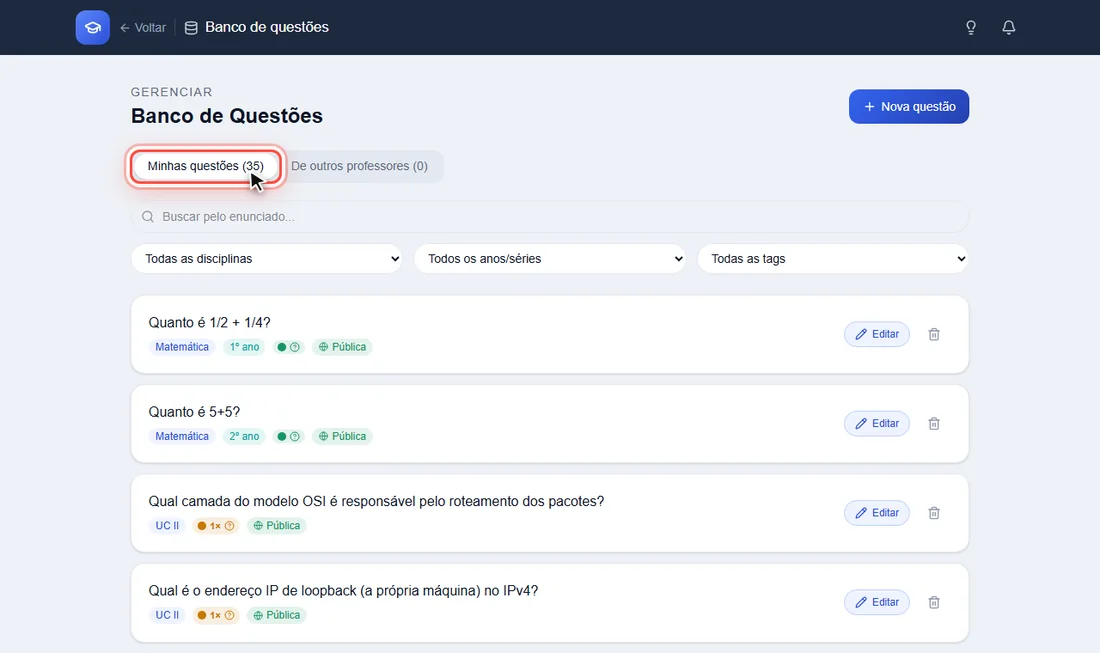 Abas Minhas questões e De outros professores